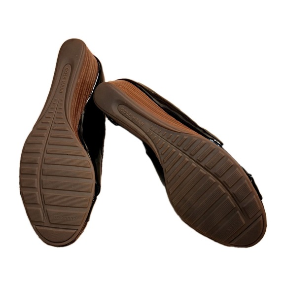 Cole Haan Air Open-Toe Wedge Patent Leather Shoes Black Women's 7 B - Picture 7 of 12